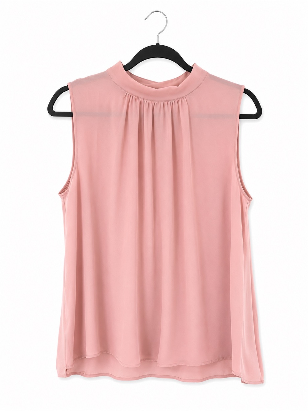 NWT LOFT Outlet Blush Pink Mock Neck Sleeveless Blouse Office Career Top XL